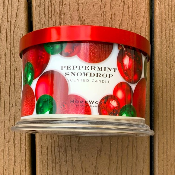 🆕HARRY SLATKIN HOMEWORX “PEPPERMINT SNOWDROP” 18oz CANDLE 4-WICK NWT!!! - Picture 1 of 5